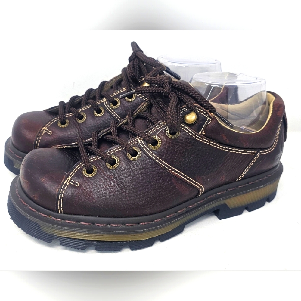 ***$OLD***Dr. Martens Oxford Brown Leather Low Top Shoes Size 7 Men 8 Women's - Picture 1 of 16